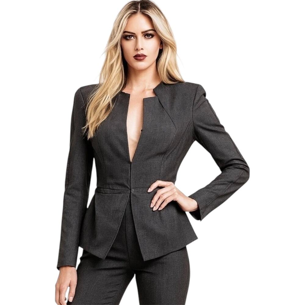 L.A.M.B. by Gwen Stefani Collarless Neckline Fitted Waist Peplum Jacket Size 6